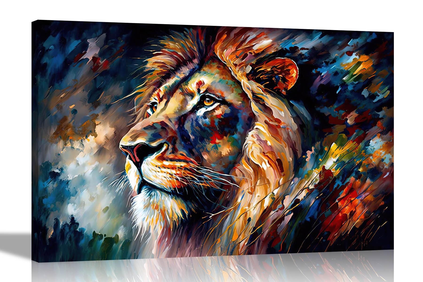 Artley Prints Lion Gaze - Lion Gazing Abstract Canvas Wall Art For Living Room, Bedroom, Hallway - Ready To Hang Prints - Wildlife Pictures Large 86 X 61Cm (34 X 24 Inches) A1