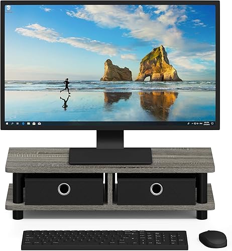 Miniatura 5 de FURINNO Turn-N-Tube - Soporte para monitor, roble francés, color gris y negro