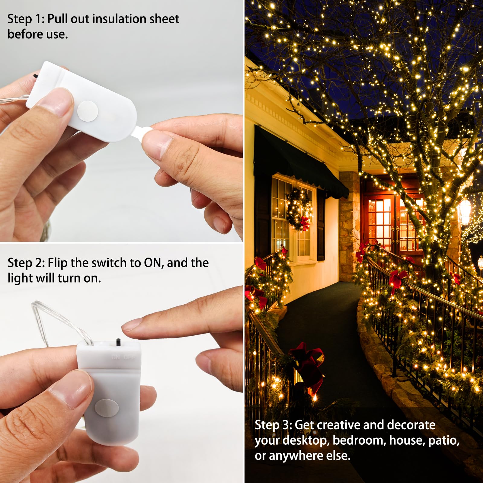 32 luces LED de 3 m, 30 luces LED, funciona con pilas, impermeable, alambre de cobre, mini luces de luciérnaga y luna estrellada para tarros, regalos de bricolaje, boda, fiesta, dormitorio, patio,
