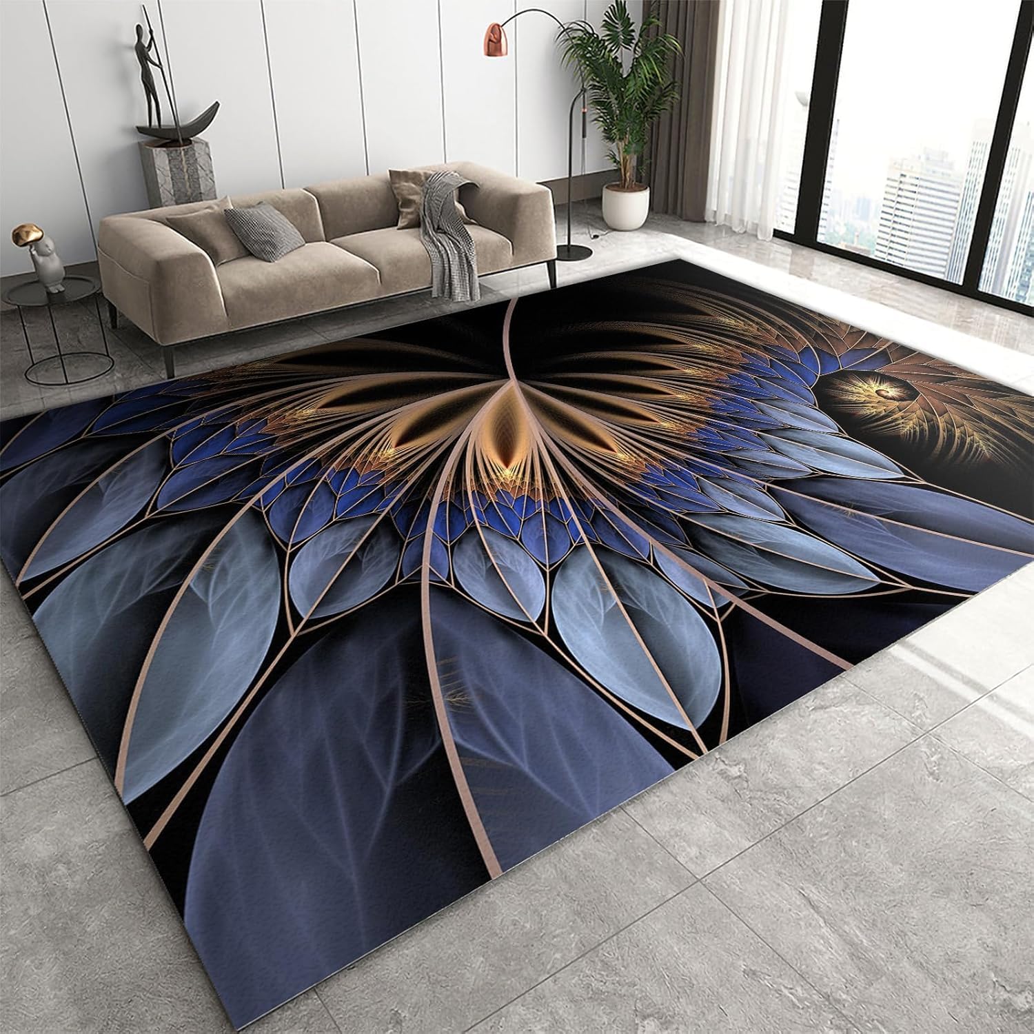 Tapis plantes tropicales pour chambre moderne ambiance nature et douceur 140x200