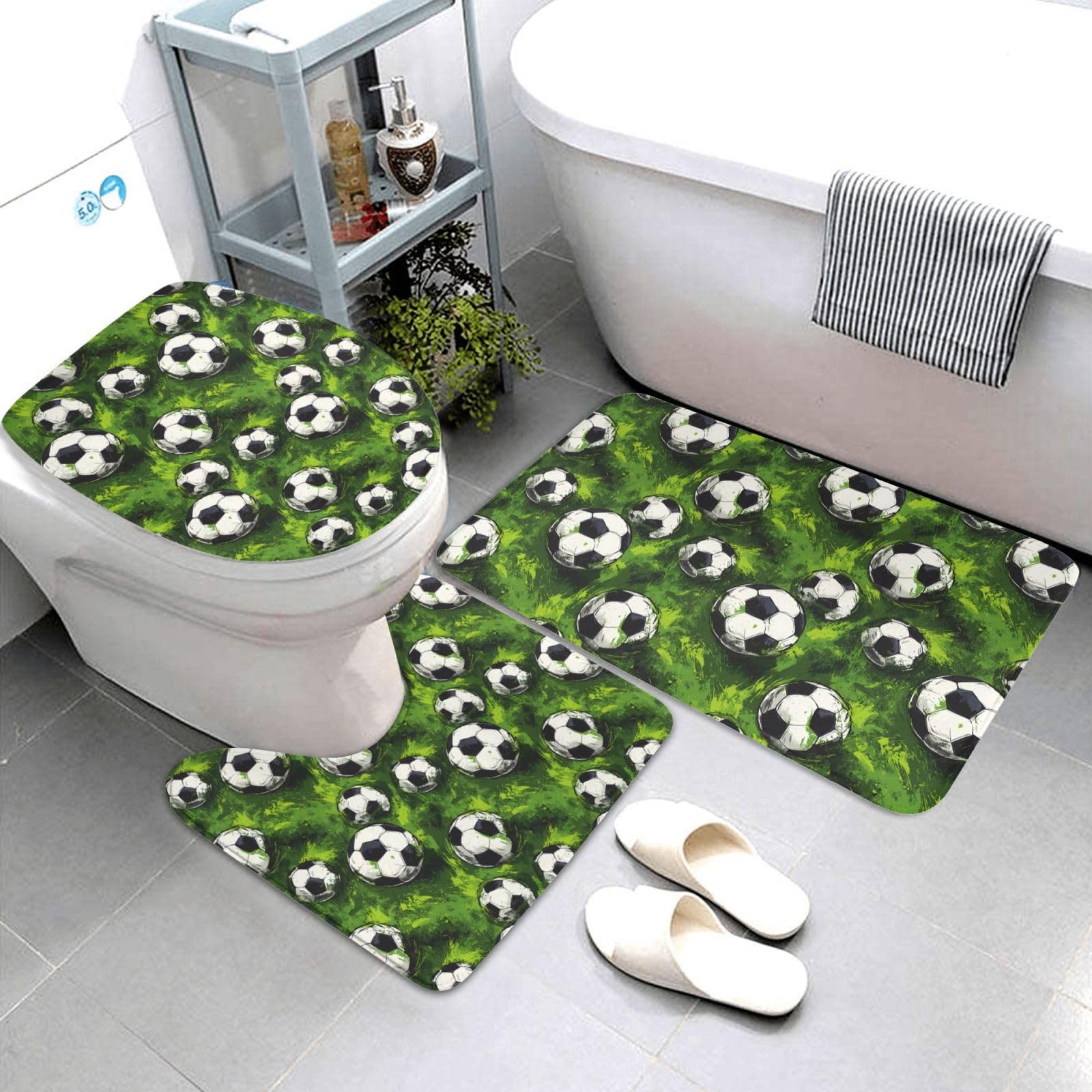 Tapis de salle de bain antidérapant lot de 3 microfibre pour wc et douche