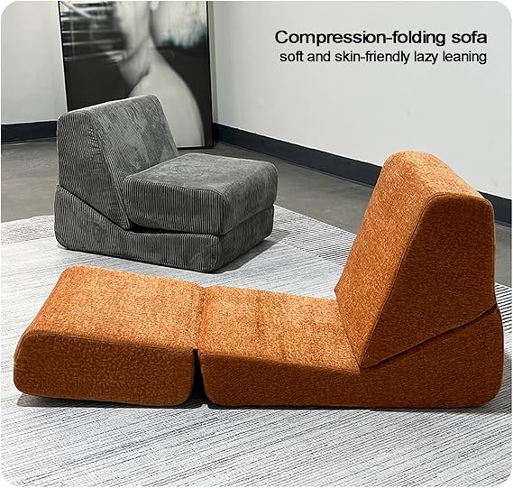 Compression Sofa，Compressed Sofa in Box，Folding Sofa Bed，Folding Sofa, Portable Fold Out Chair Bed ，Comfy Floor Sofa Lounge，Chenille/Corduroy Fabric - for Living Room Bedroom(Gray)