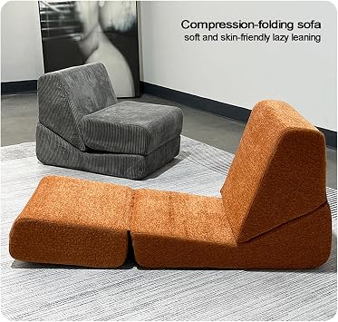 Compression Sofa,Compressed Sofa in Box,Folding Sofa Bed,Folding Sofa, Portable Fold Out Chair Bed ,Comfy Floor Sofa Lounge,Chenille/Corduroy Fabric - for Living Room Bedroom(Gray)