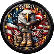 Veteran Eagle with American Flag Patriotic Wall Clock