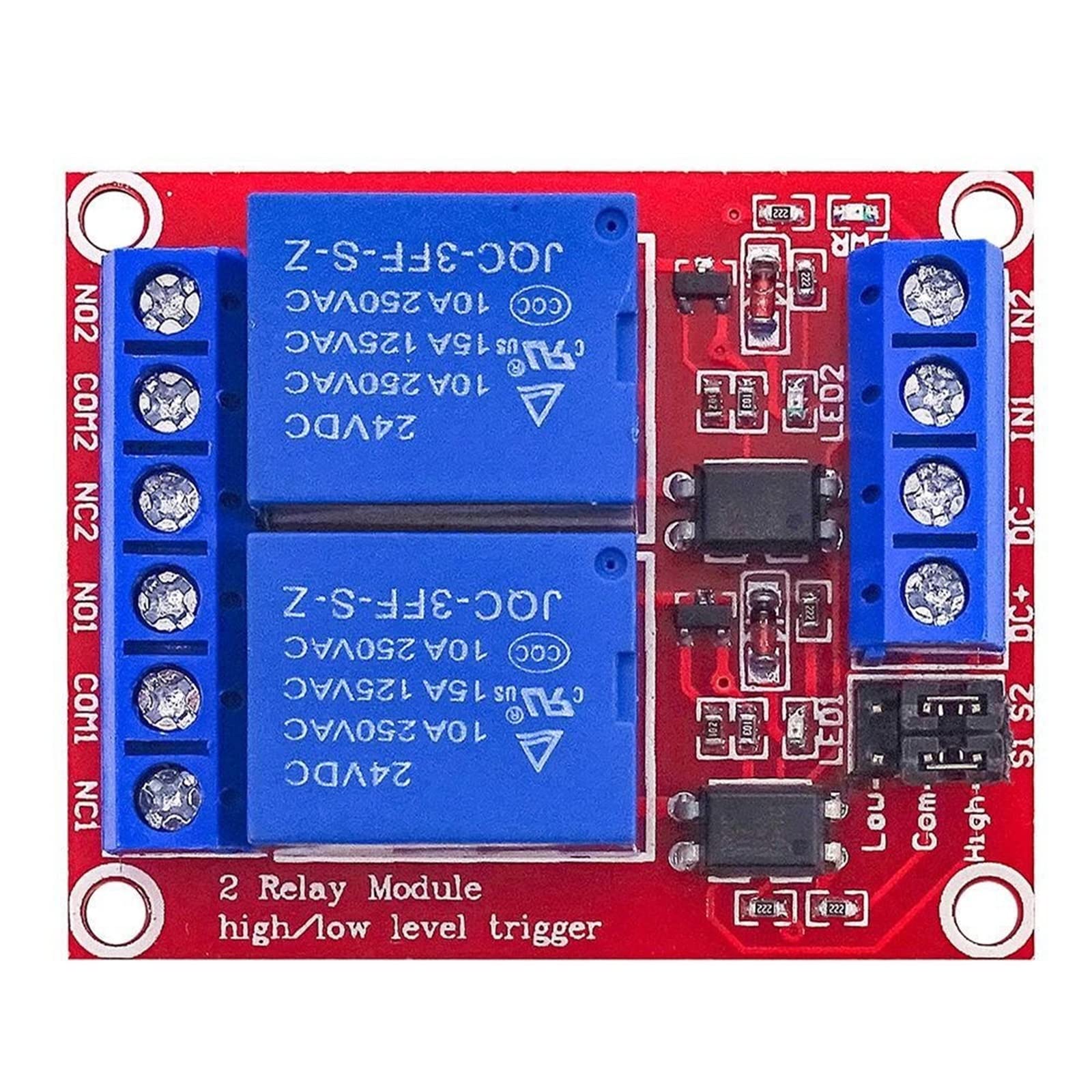 Module relais 24V avec isolation optocoupleur 2 canaux déclenchement High Low relais double