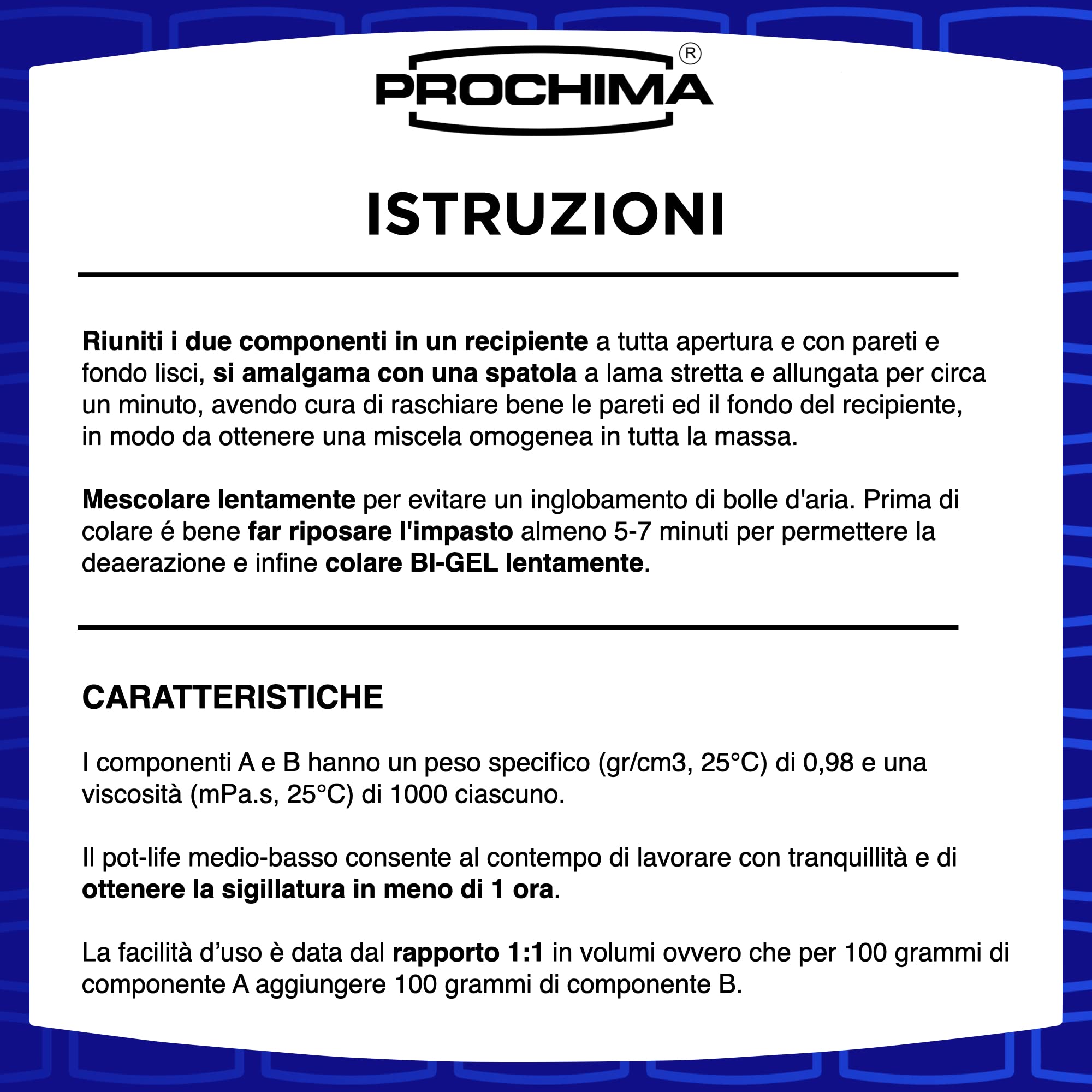 Prochima, Gel Siliconico BI-GEL, Gel Bicomponente di Elevatissime Caratteristiche Dielettriche e Termiche, Ideale per Sistemi di Connessioni, 1 kg