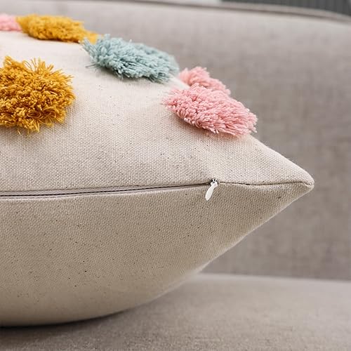 Miniatura 4 de Holibeat Juego de 2 fundas de almohada decorativas con lunares esponjosos, color rosa, azul y naranja, 18 x 18 pulgadas (paquete de 2 unidades)