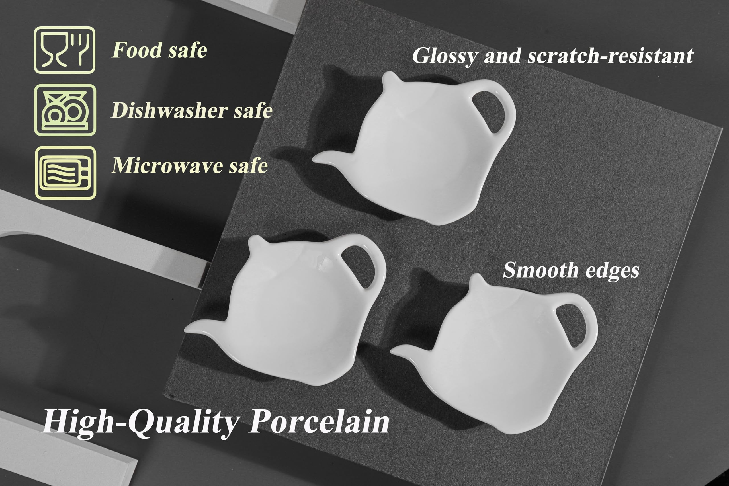 Porta Bustine Tè In Ceramica A Forma Di Teiera - Set Di 4 Piattini Eleganti Per Tè E Tisane - Idea Regalo Vintage - Foto 11