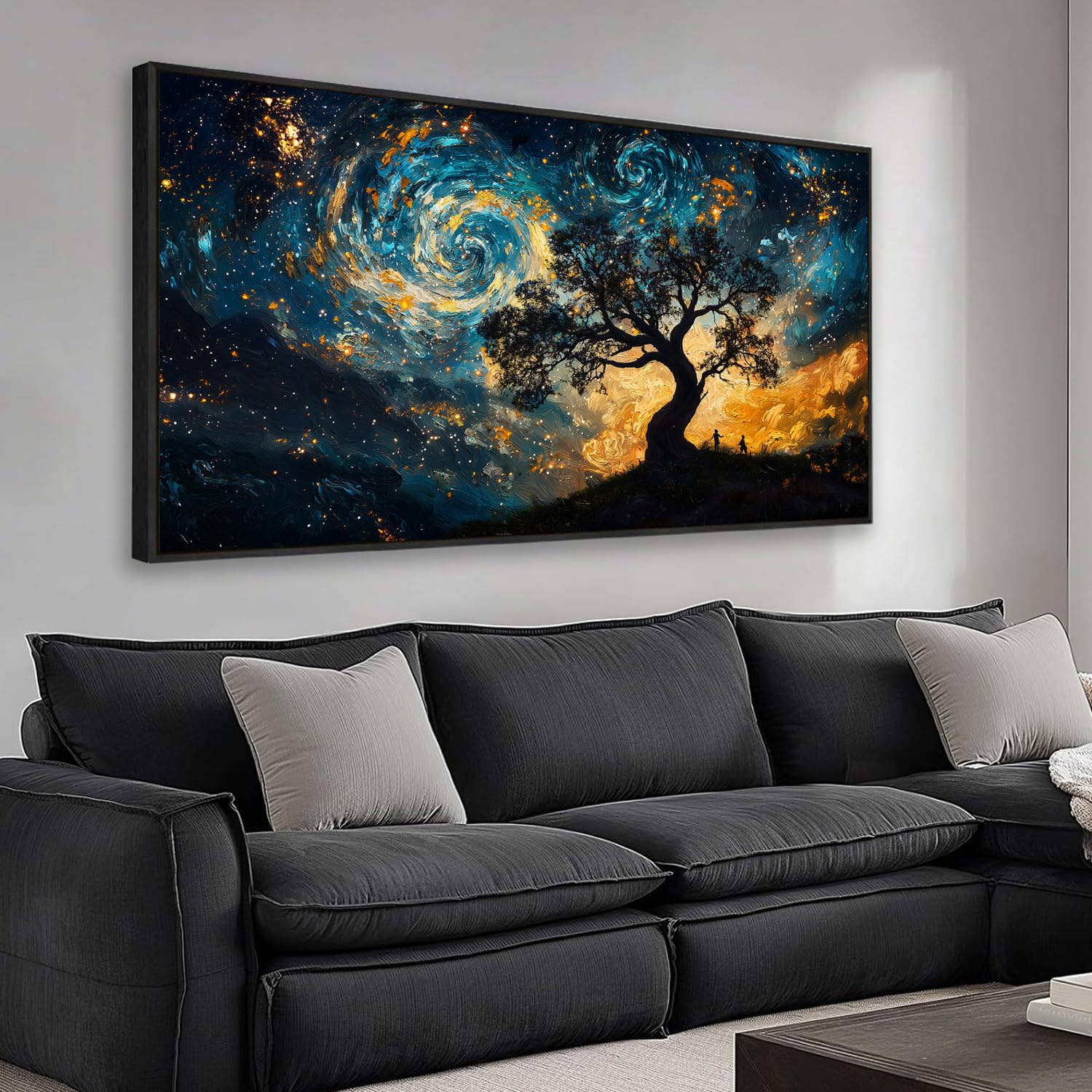 The Mode Art Wall Art Starry Night Canvas Wall Art Natural Scenery Pictures Wall Decor For Living Room Bedroom Decor Office Home Decoration 24 x 48