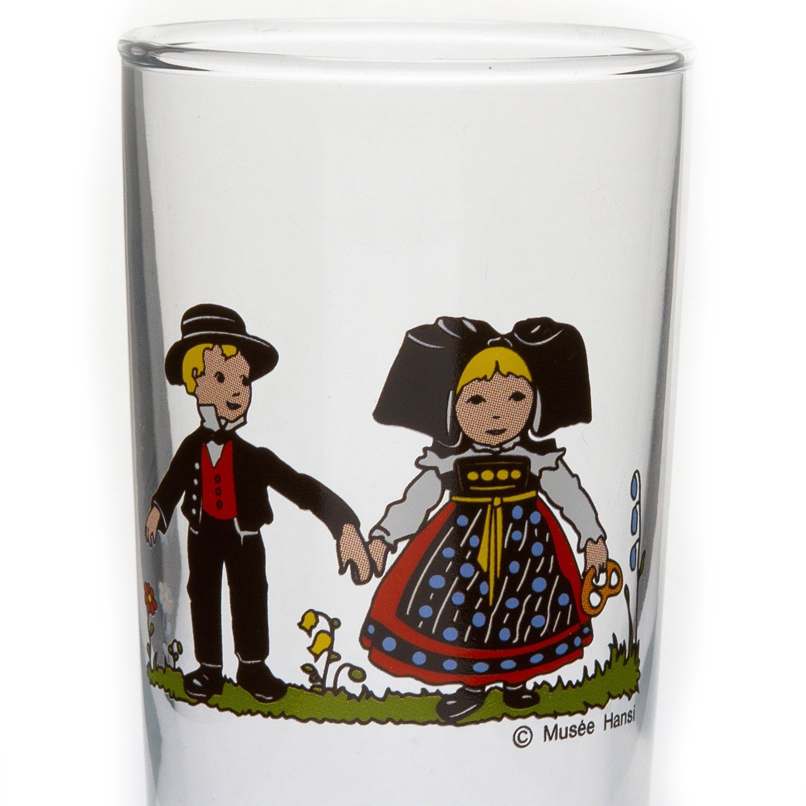 6 Verres à Vin Alsace Böckling - Décor Hansi, 15.5cl, Pied Vert, Traditionnel