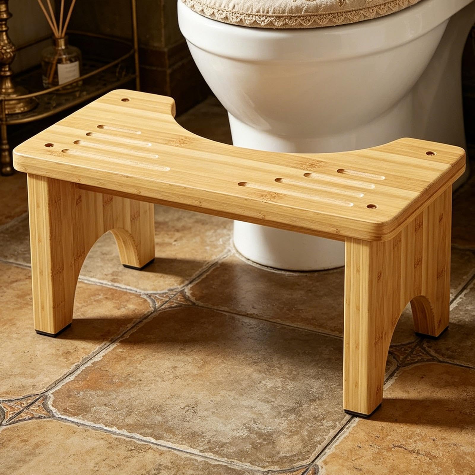 Poop Stool Ergonomisch, Rutschfest, Tragbar, Holz | Töpfchen-Squat-Hocker für Kinder und Erwachsene für Zuhause, die Toilette, Hotel, Wohnheim, Wohnung und auf Reisen