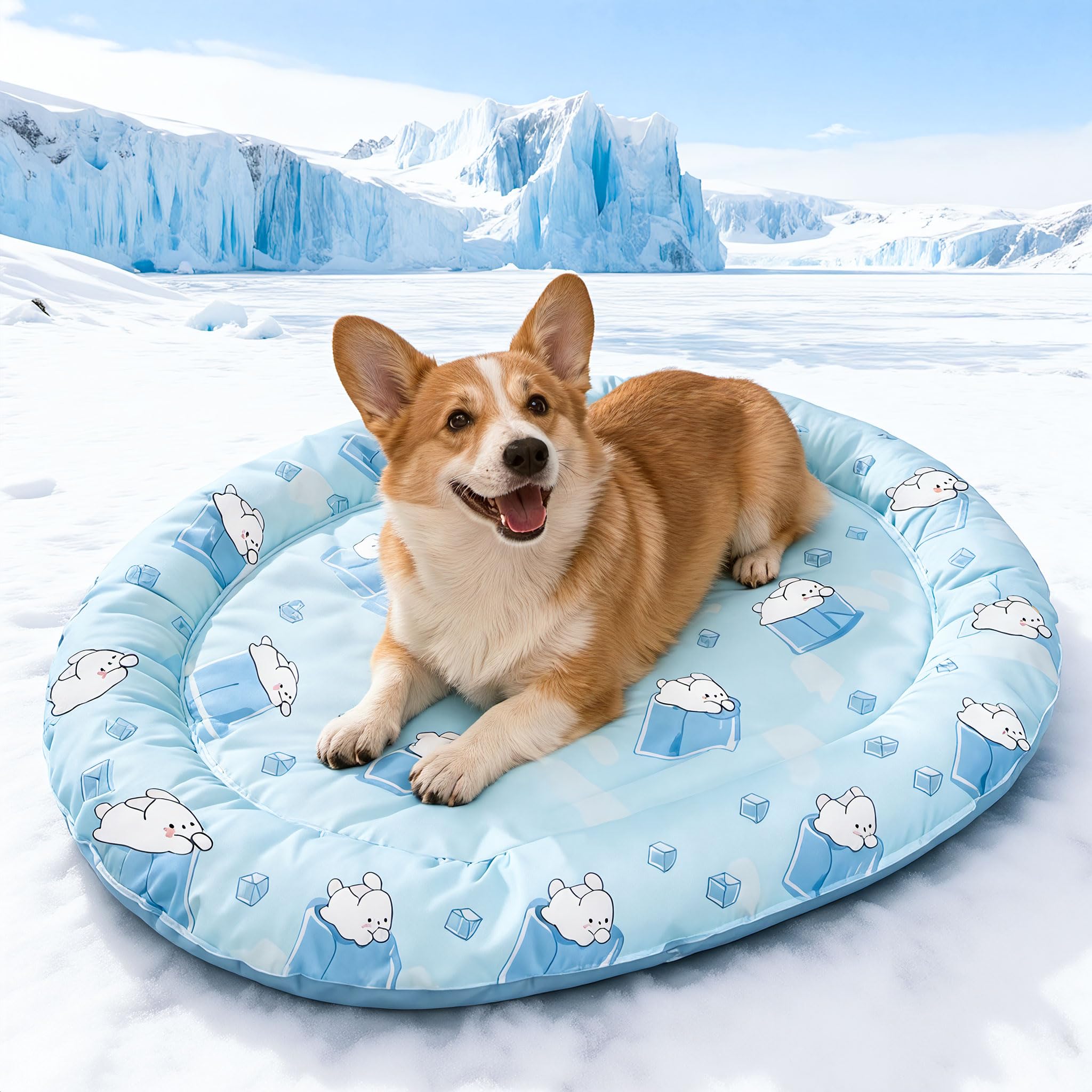 Dog Cooling Mat - Non-Toxic Pet Cooling Pad for Small/Medium Dogs & Cats, Ultra-Comfortable 72x57cm Dog Sofa Cooling Bed, Endothermic & Easy Clean Ice Mats for Indoor Outdoor Summer