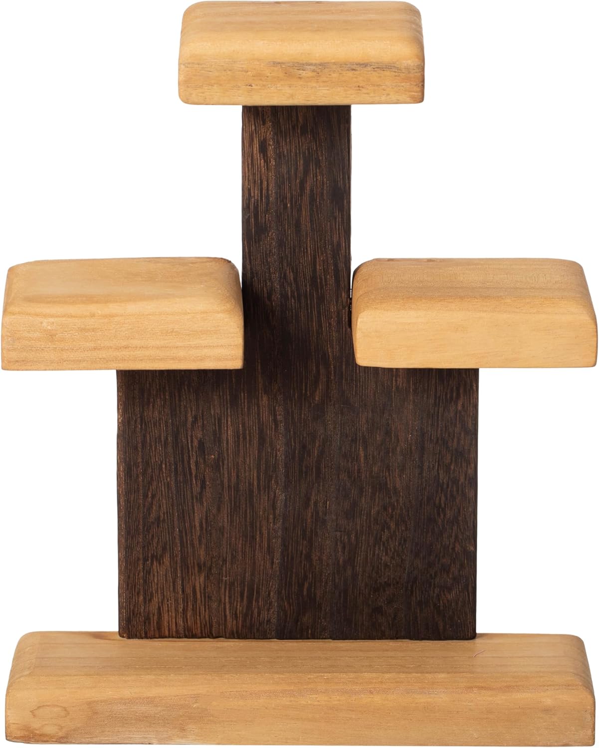 Vintiquewise 3-Tier Wooden Tabletop Jewelry Display Stand Rustic Organizer for Necklace Bracelet Watch Bangle Ring & Earring with a Sturdy Natural Wood Base Ideal for Home Retail or Craft Fair Display