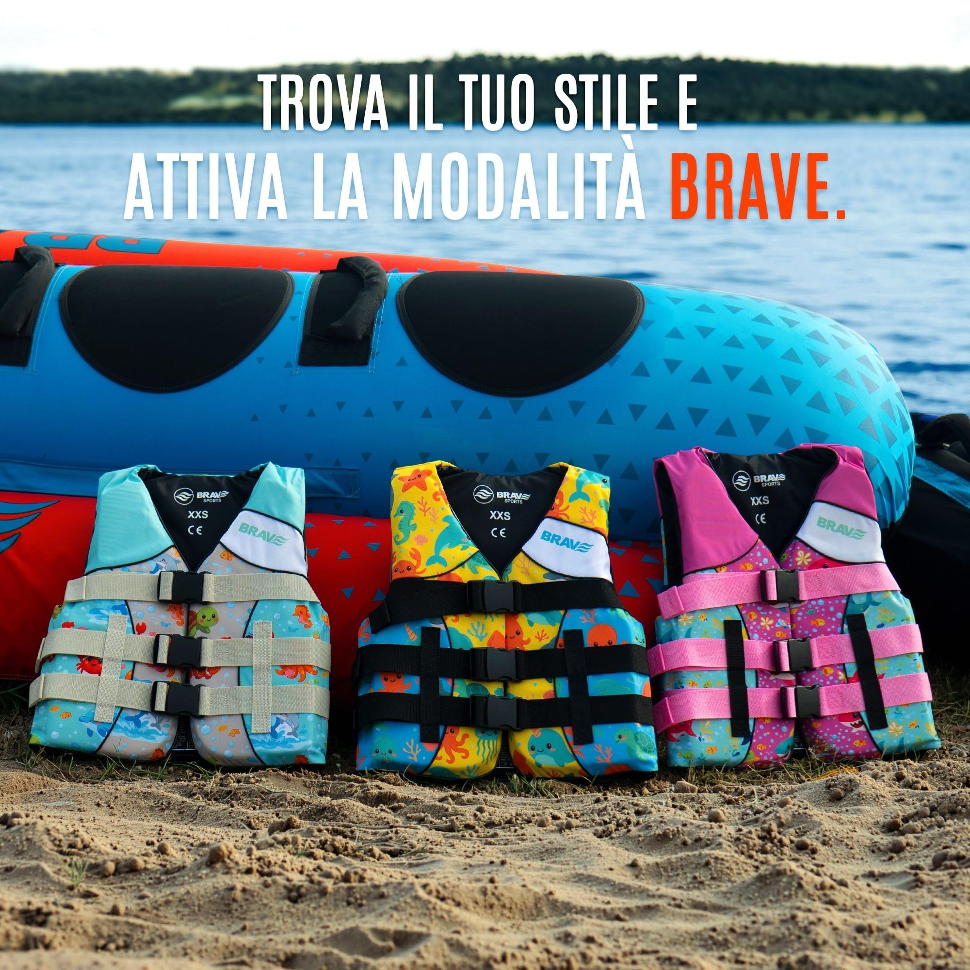 Giubbotto Salvagente Bambino 50N Omologato – Gilet Salvagente Bambini per Spiaggia, Piscina e Kayak – Nylon Resistente + PVC – 3 Cinghie Regolabili