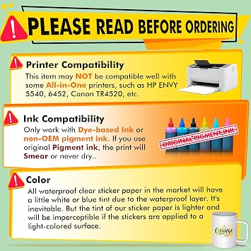 Koala 95% Clear Sticker Paper for Inkjet Printer - Waterproof Printable Vinyl Sticker Paper - 8.5x11 Inch, 15 Sheets, Transparent Glossy - Easy to Use for DIY Personalized Decals