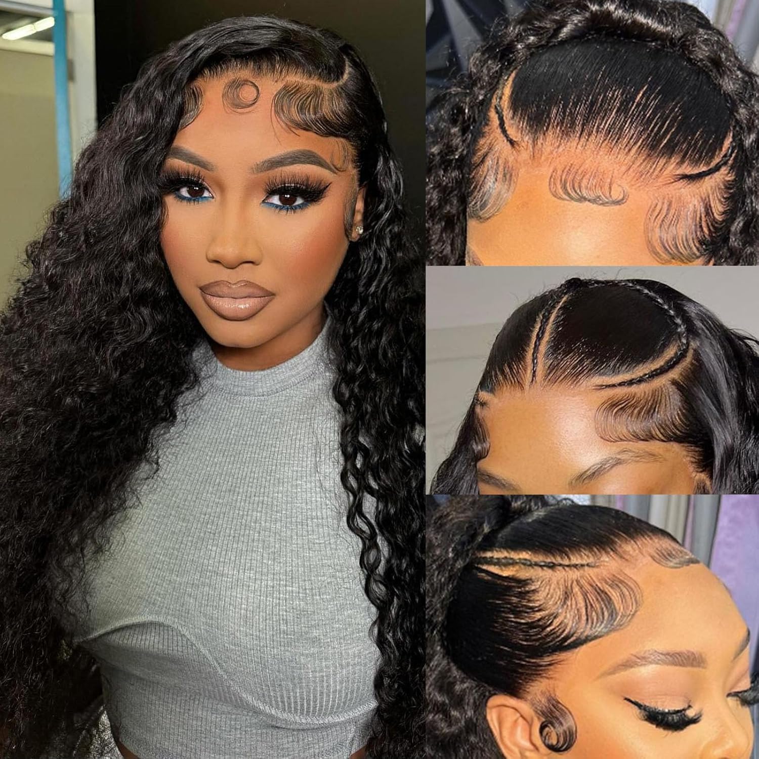 Durya Deep Wave Lace Front Wigs Human Hair 220% Density 20 Inches HD Deep Wave Wig Human Hair Lace Front Wigs Deep Curly Human Hair Wig For Women 13x4 Deep Wave Frontal Wig Pre Plucked