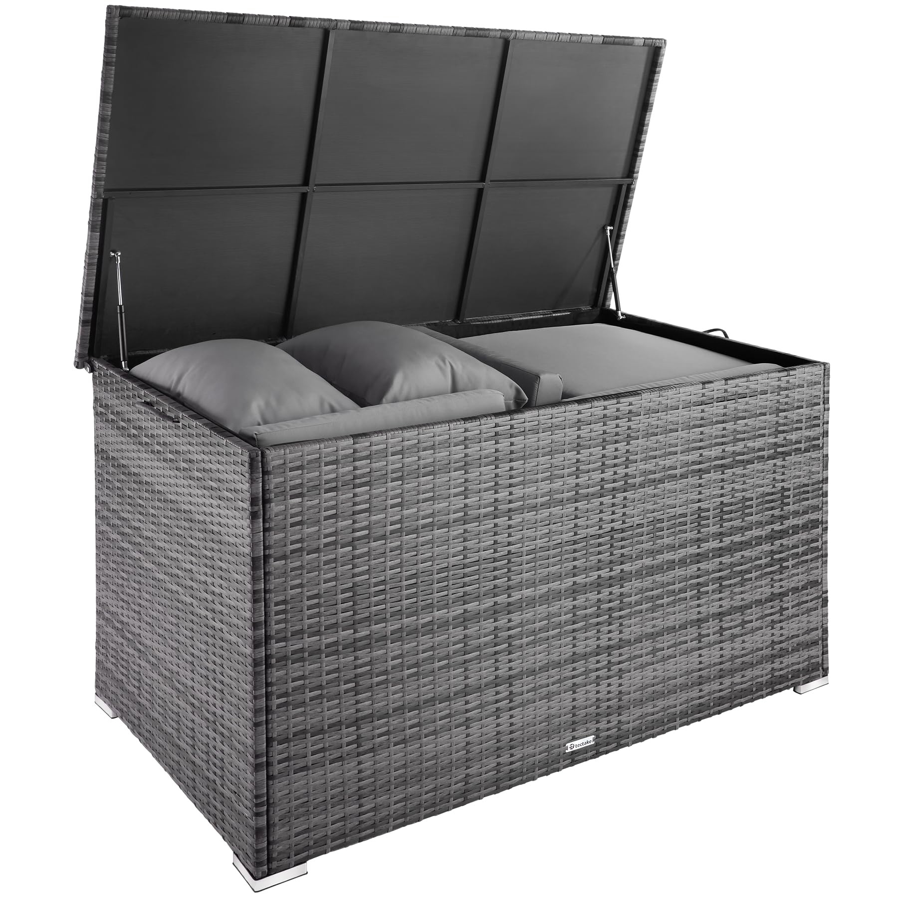 tectake Baúl de Almacenaje Exterior con 750 l de Capacidad, Arcón Exterior Atemporal de Poli ratán Resistente con Forro Interior Extraíble, Cofre para Jardín Exterior o Terraza - Negro — view 10
