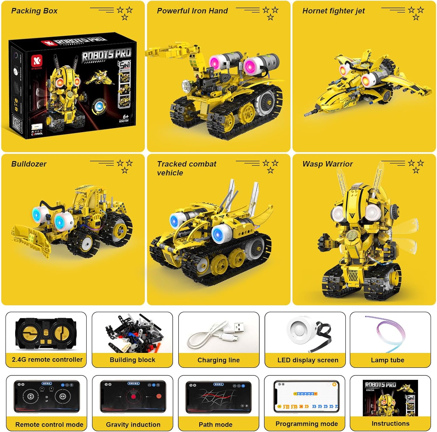 5 in 1 STEM RC Robot Building Kit, 673PCS Remote & App Controlled Jets Building Blocks Set, Robotic Technic Creative Toys, DIY Build Learning for Boys Girls Age 6 7 8 9 10 11 12 - Image 5