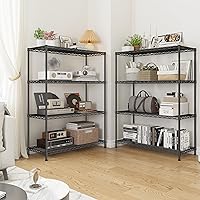 Vista 2 de 4- Shelf Metal Shelving Unit Adjustable Storage Shelves Heavy Duty Garage Shelving Steel Wire Shelving for Laundry Bathroom Kitchen Pantry Closet