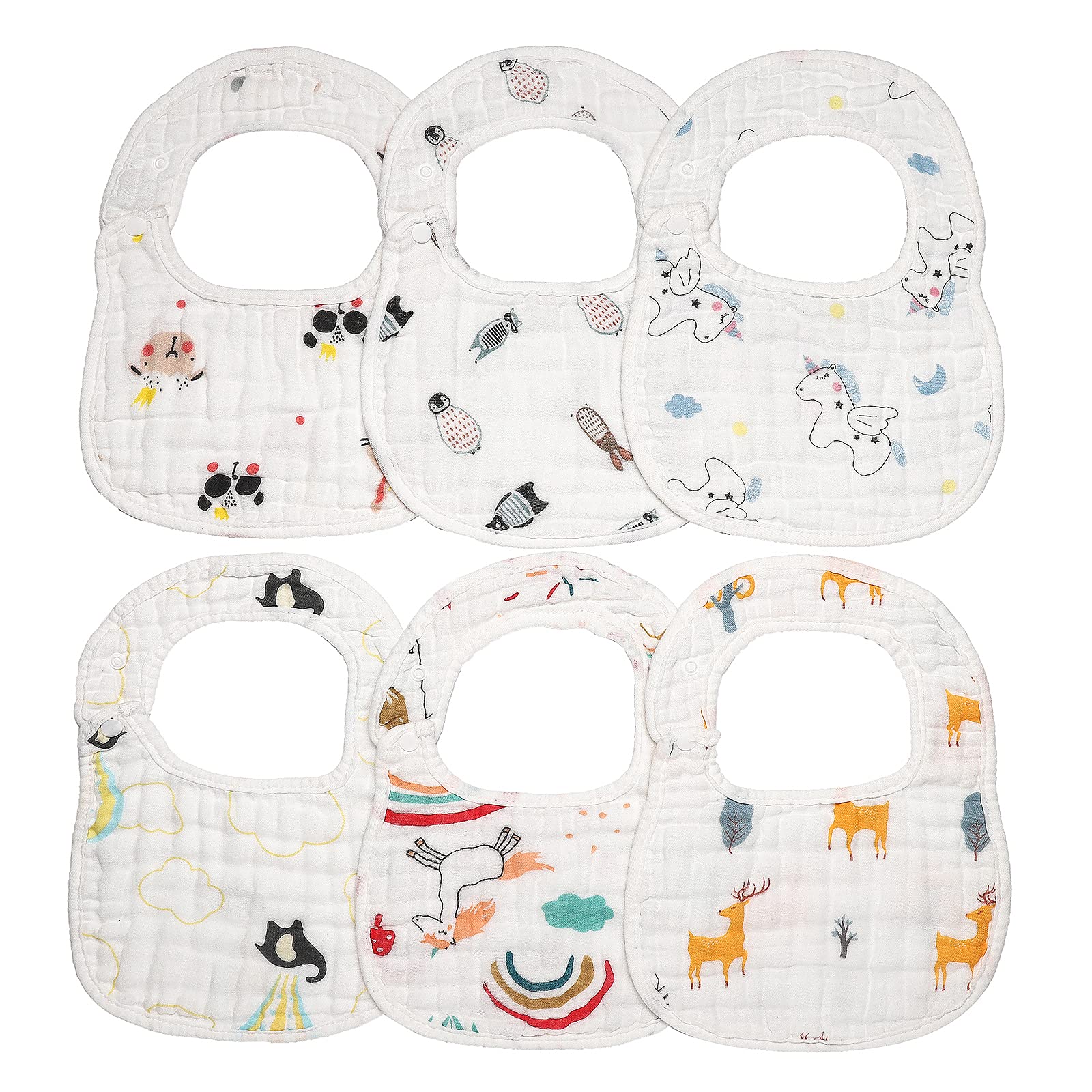 isrono, Baby Bibs ,Boy/Girl Saliva Bib,Fashion Cotton Bib,Absorbent Bib, Can Effectively Protect Baby's Delicate Skin (6pcs), Light Color, 28x21cm - 