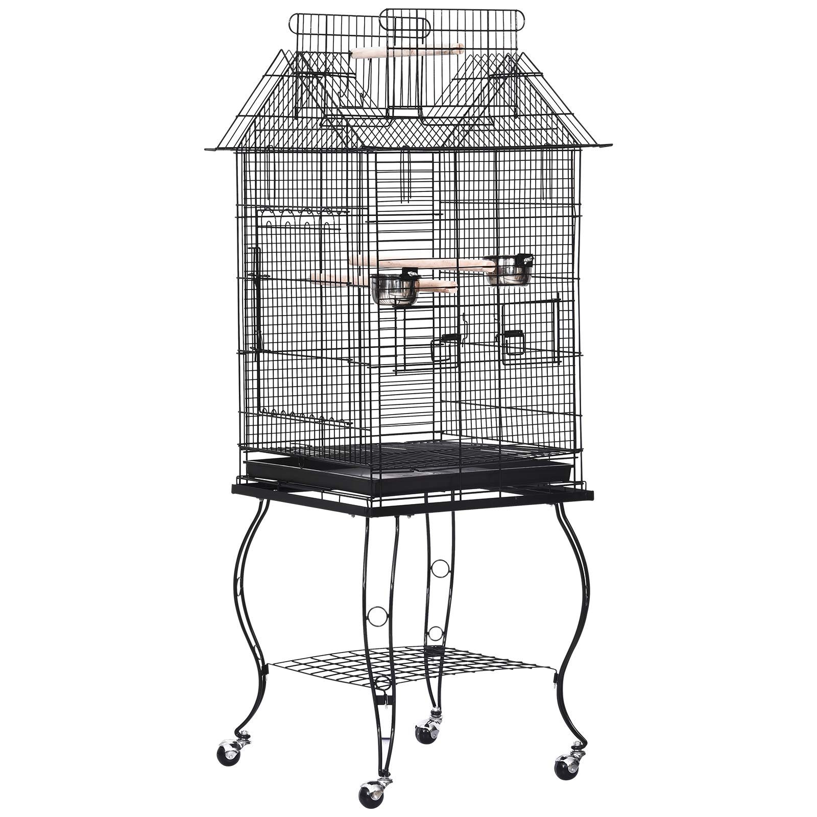 Buy PawHut Large Metal Bird Cage Aviary Budgies Finch Cockatiel Birds Stand Feeding Station