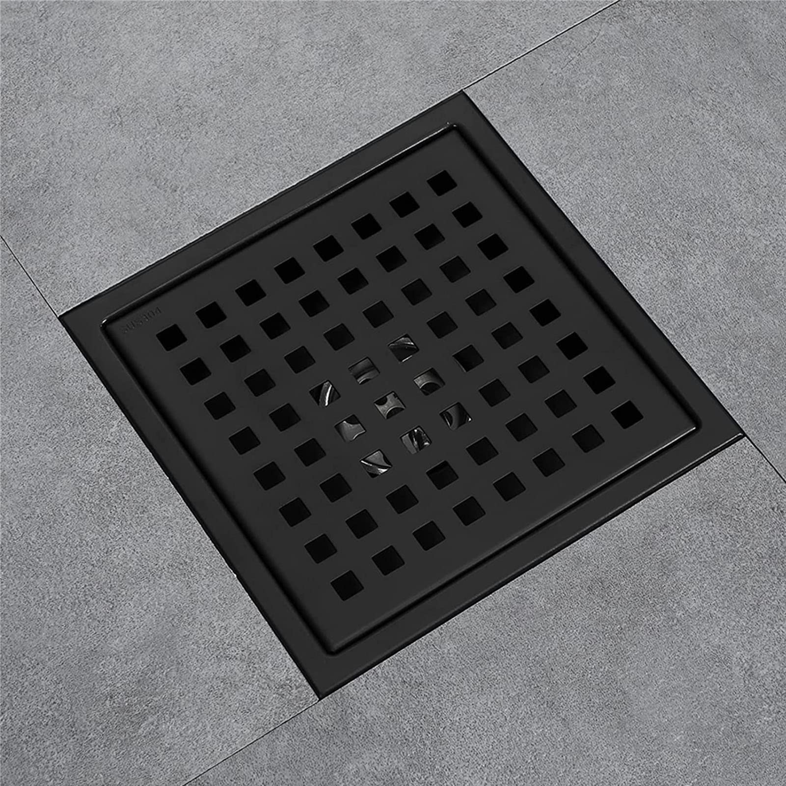 Scarico Doccia Quadrato In Acciaio Inox 304 Con Inserto Per Piastrelle, Nero Opaco – Copertura Rimovibile 15x15 Cm – Per Pavimento Doccia Stile Invisibile - 3