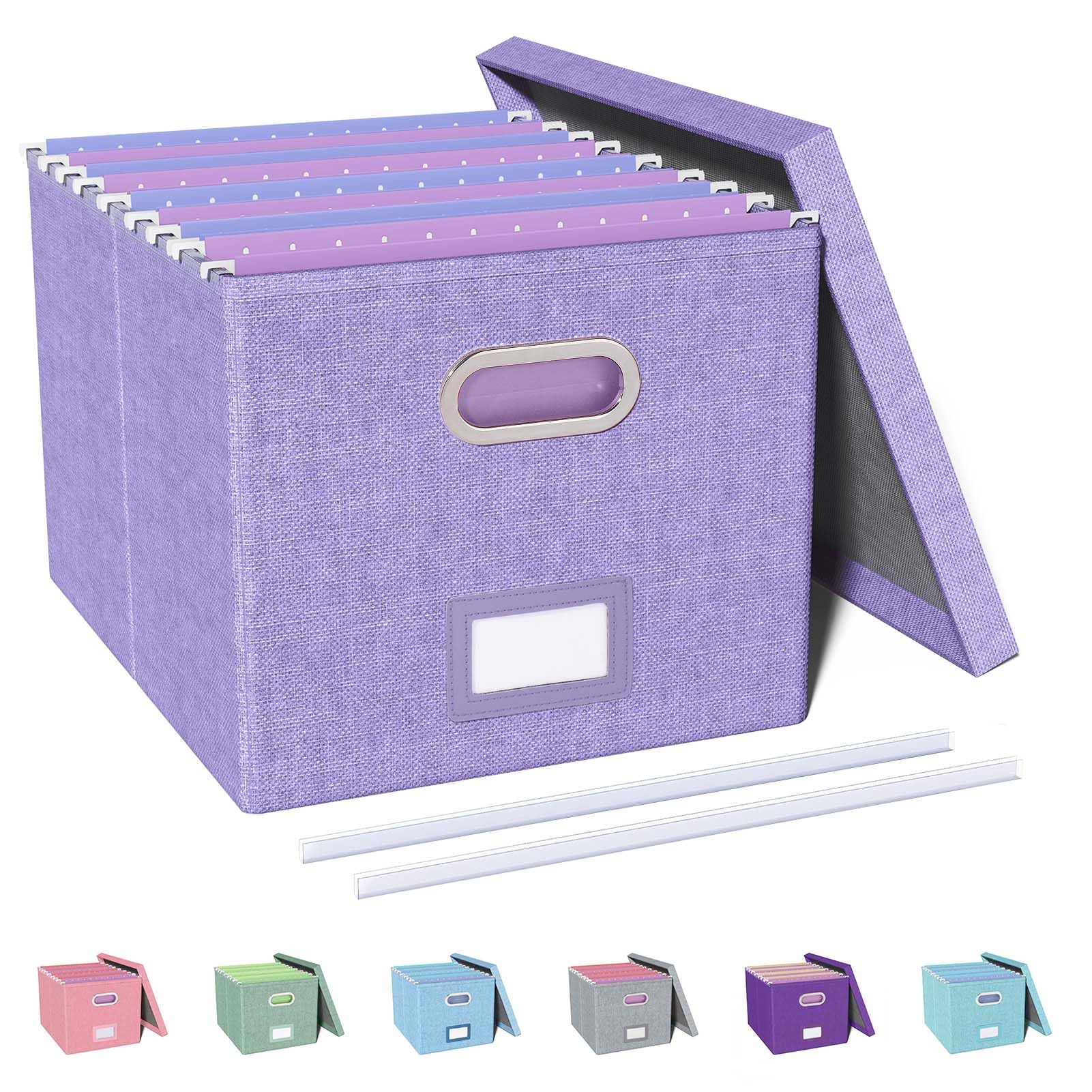 Oterri Scatola organizer per documenti, portatile, con coperchio, adatta per lettere, cartelle legali, facile scorrimento, resistente, per ufficio, arredamento, casa, confezione da 1, colore: lavanda