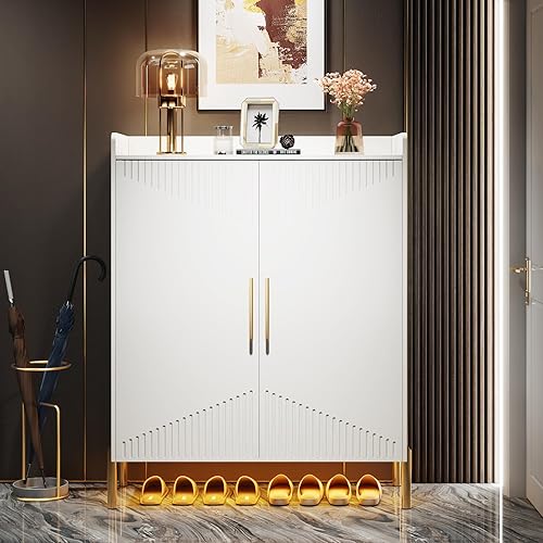 Miniatura 4 de Tribesigns Armario grande para zapatos con puertas, armario de almacenamiento de zapatos de entrada de 6 niveles con estantes, 30 pares de