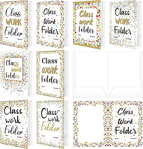 Miniatura 1 de Tenceur 32 carpetas de confeti para clases, carpetas de bolsillo para tareas, organizador de carpetas de papel decorativo, tamaño carta, para aula,