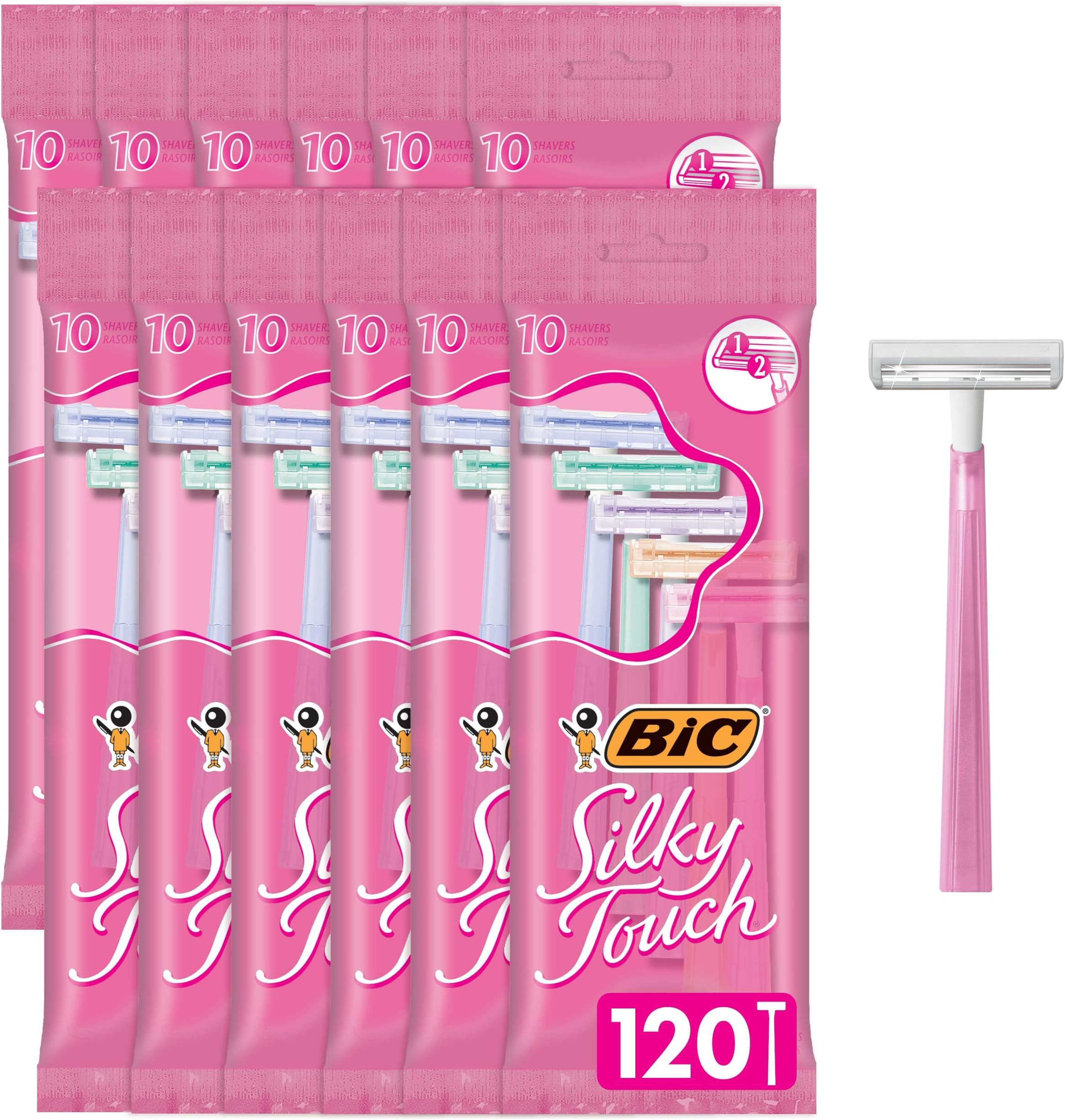 BIC ツインセレクト シルキータッチ ツインブレードシェーバー レディース 10本(12個パック)