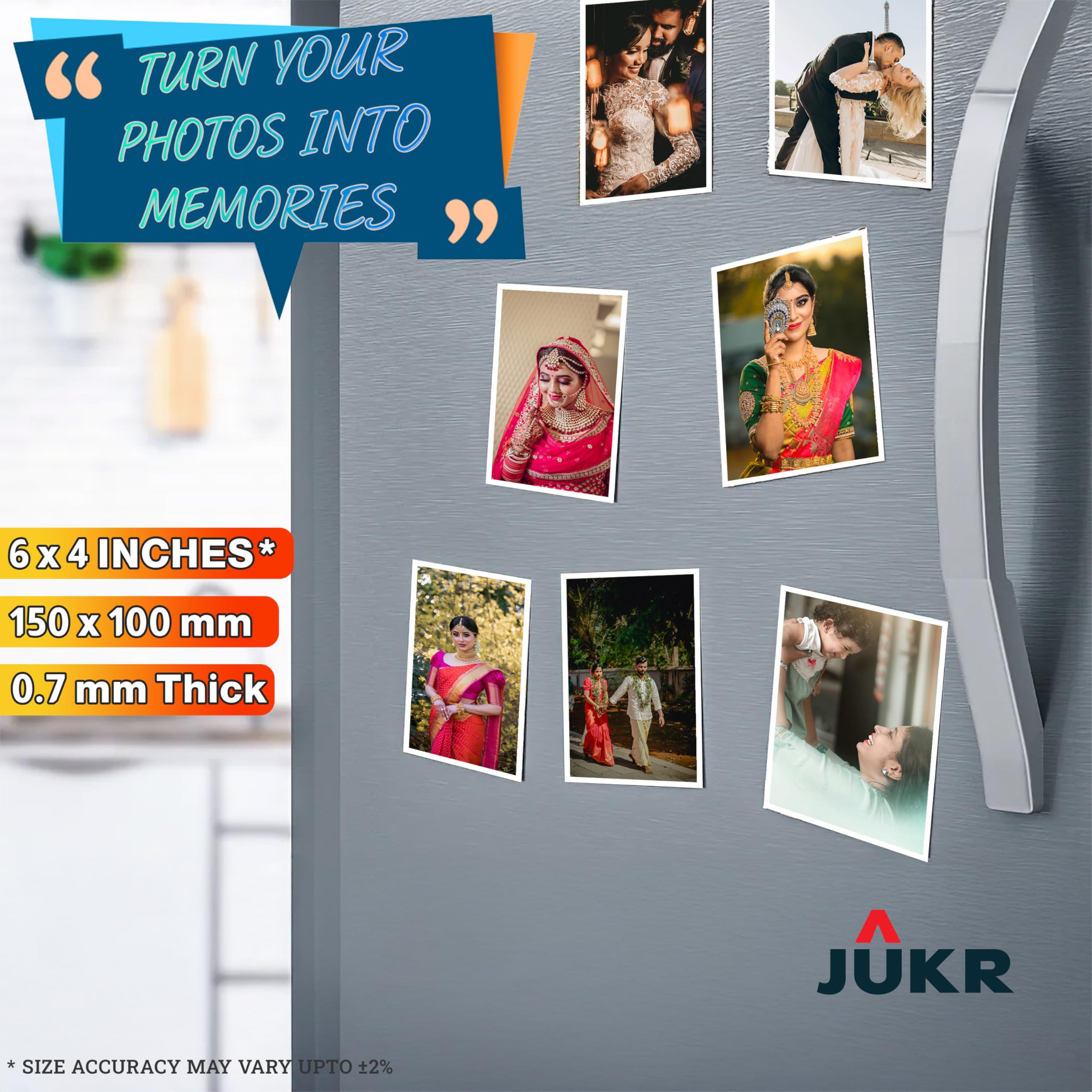 JUKR Self Adhesive 6 x 4 Inches 0.7 mm Thickness Easy to Cut Magnetic Sheets For Art And Craft Work, Make Your Own Peel and Paste Flexible Photograph Custom Fridge Magnetic Stickers (Pack of 6 PCS) 2