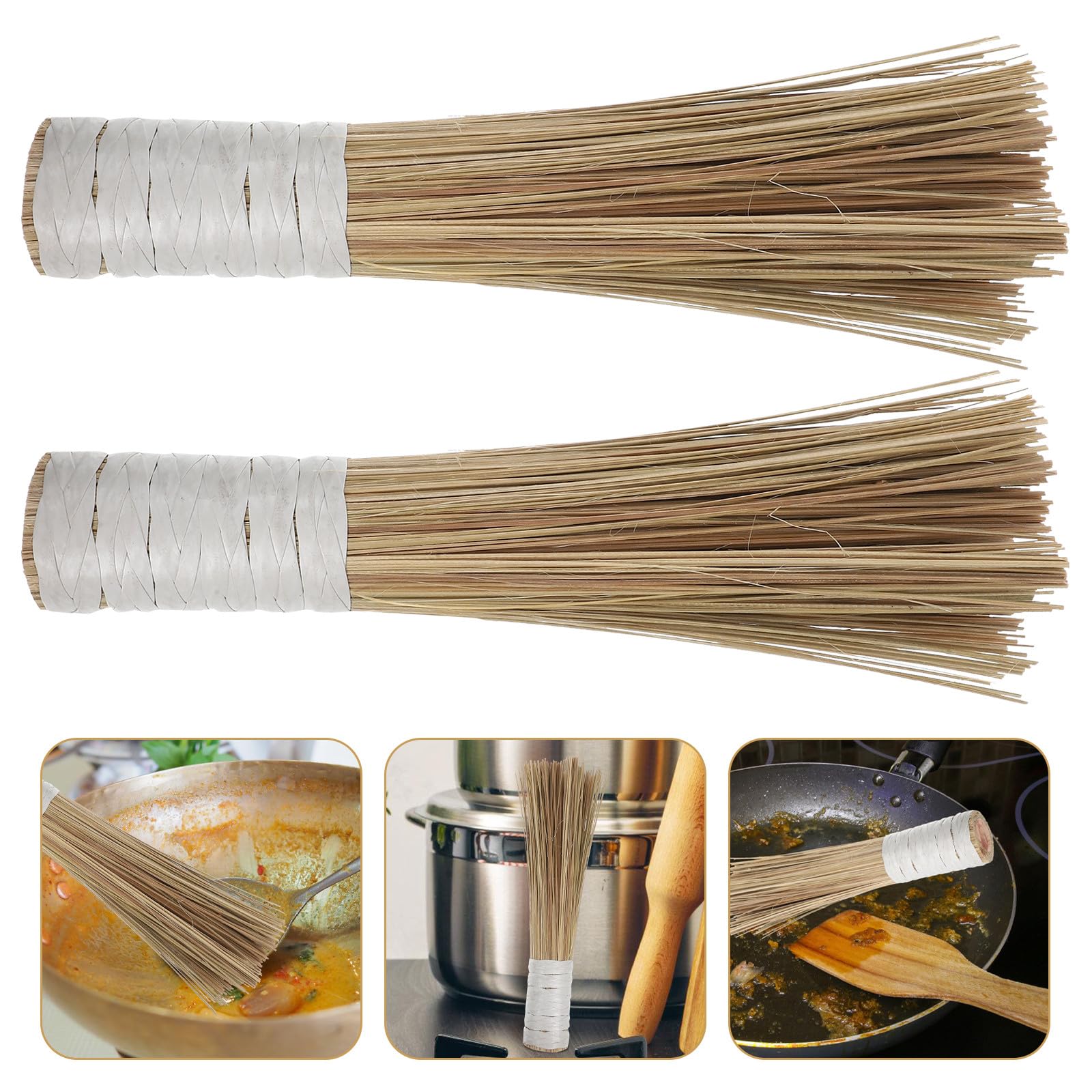 Cepillo para Fregar de Natural, 2 Piezas, Tamaño Mediano, Cerdas Seguras para Antiadherentes, Limpieza Rápida y Multiusos para Platos de Cocina y Ollas Multifunción, Portátil