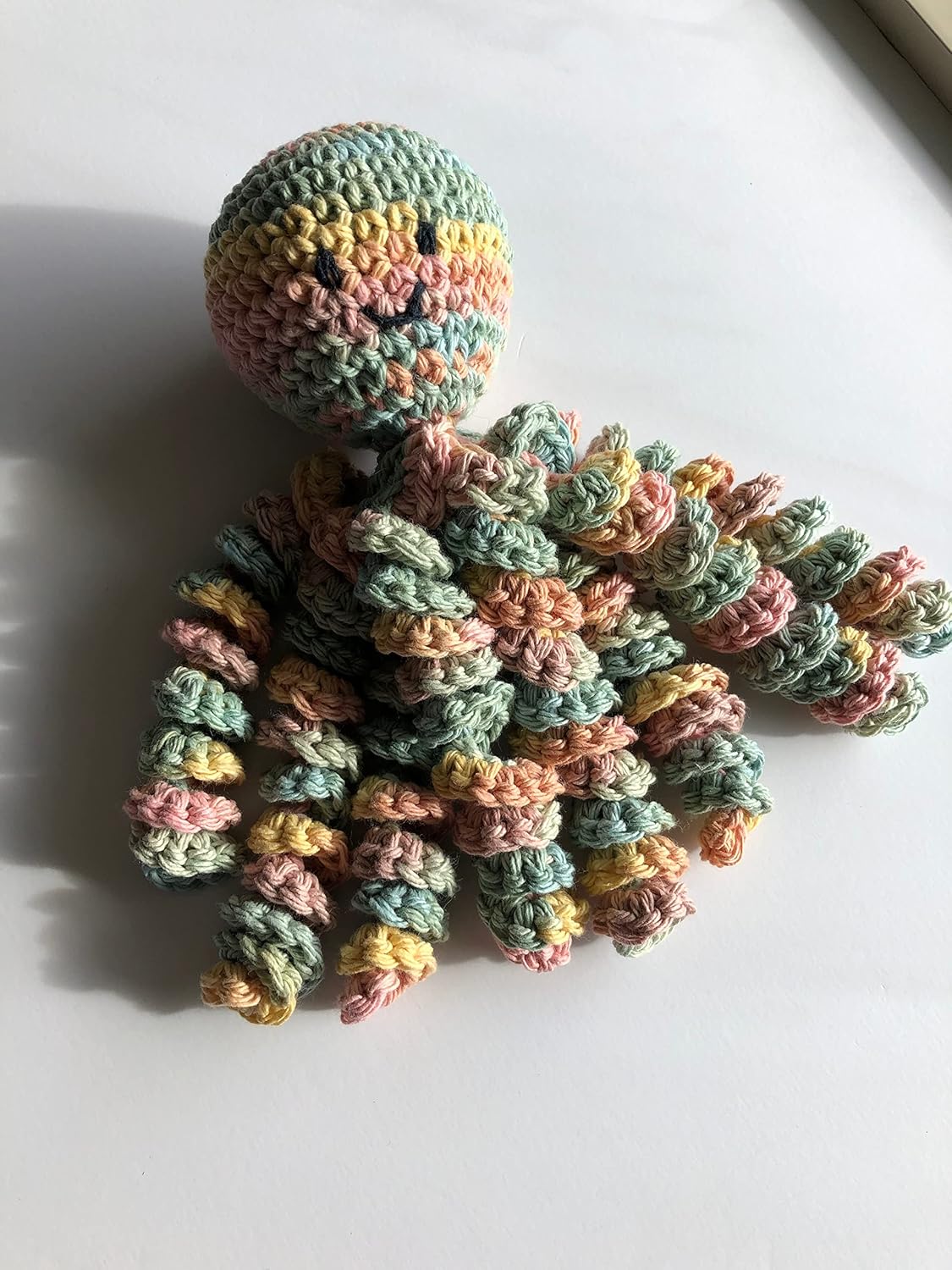 Crochet Octopus for Preemies, Crochet Octopus for Babies in Variegated Yellow, light blur and pink, Crochet Amigurumi