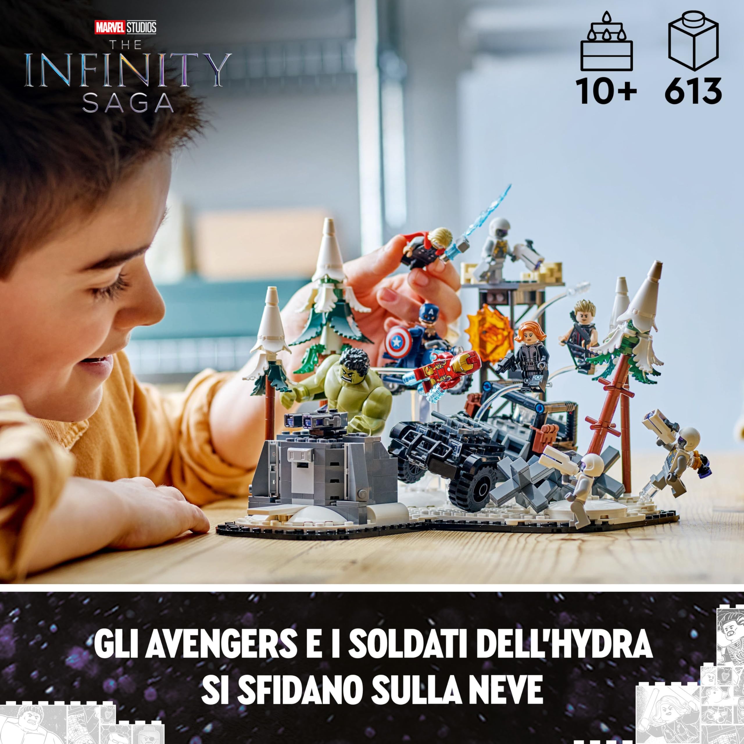 LEGO | Marvel Avengers Assemble: Age of Ultron, Set Modulare da Costruire con Scene del Film e 8 Minifigure di Supereroi Inclusi Thor, Hulk e Iron Man, Giochi per Bambini e Bambine da 10 Anni 76291