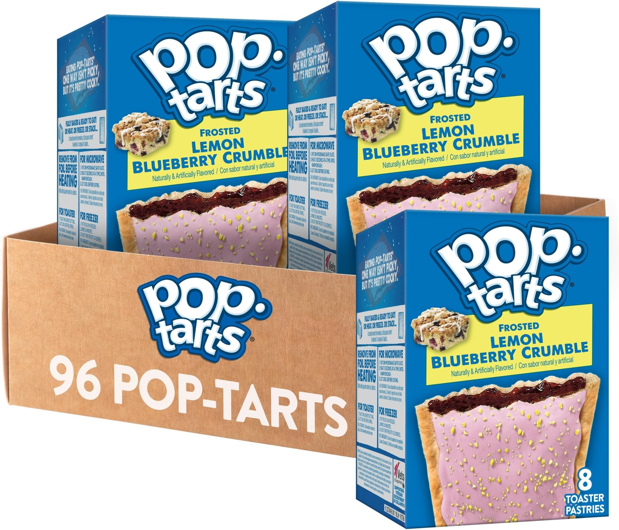 Toaster Pastries, Breakfast Foods, Kids Snacks, Frosted Lemon Blueberry Crumble (96 Pop-Tarts)