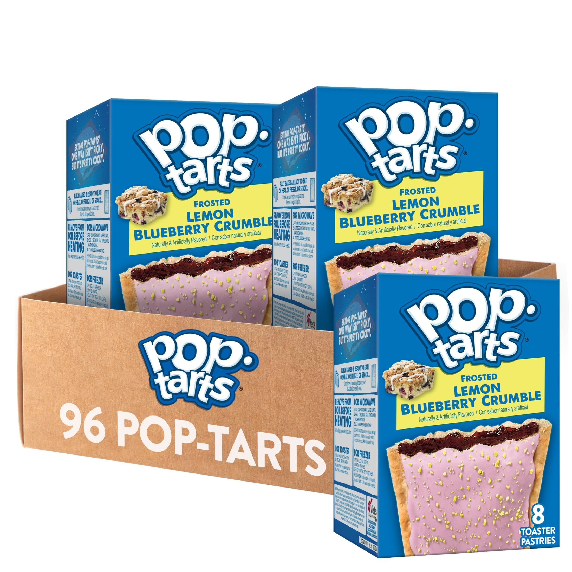 Toaster Pastries, Breakfast Foods, Kids Snacks, Frosted Lemon Blueberry Crumble (96 Pop-Tarts)