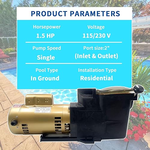 Miniatura 4 de W3SP2610X15 - Bomba de piscina con motor de una sola velocidad, 1.5 HP 115230 V, compatible con Hayward SP2610X15, apto para piscina y spa en el