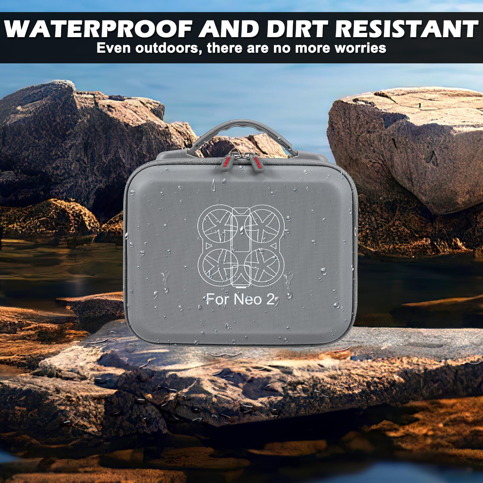 Custodia per DJI Neo 2 con Tracolla Staccabile, Borsa di Stoccaggio da Viaggio, Compatibile con Drone, Batterie, Hub di Ricarica Bidirezionale e Altri Piccoli Accessori – Grigio (Materiale PU)