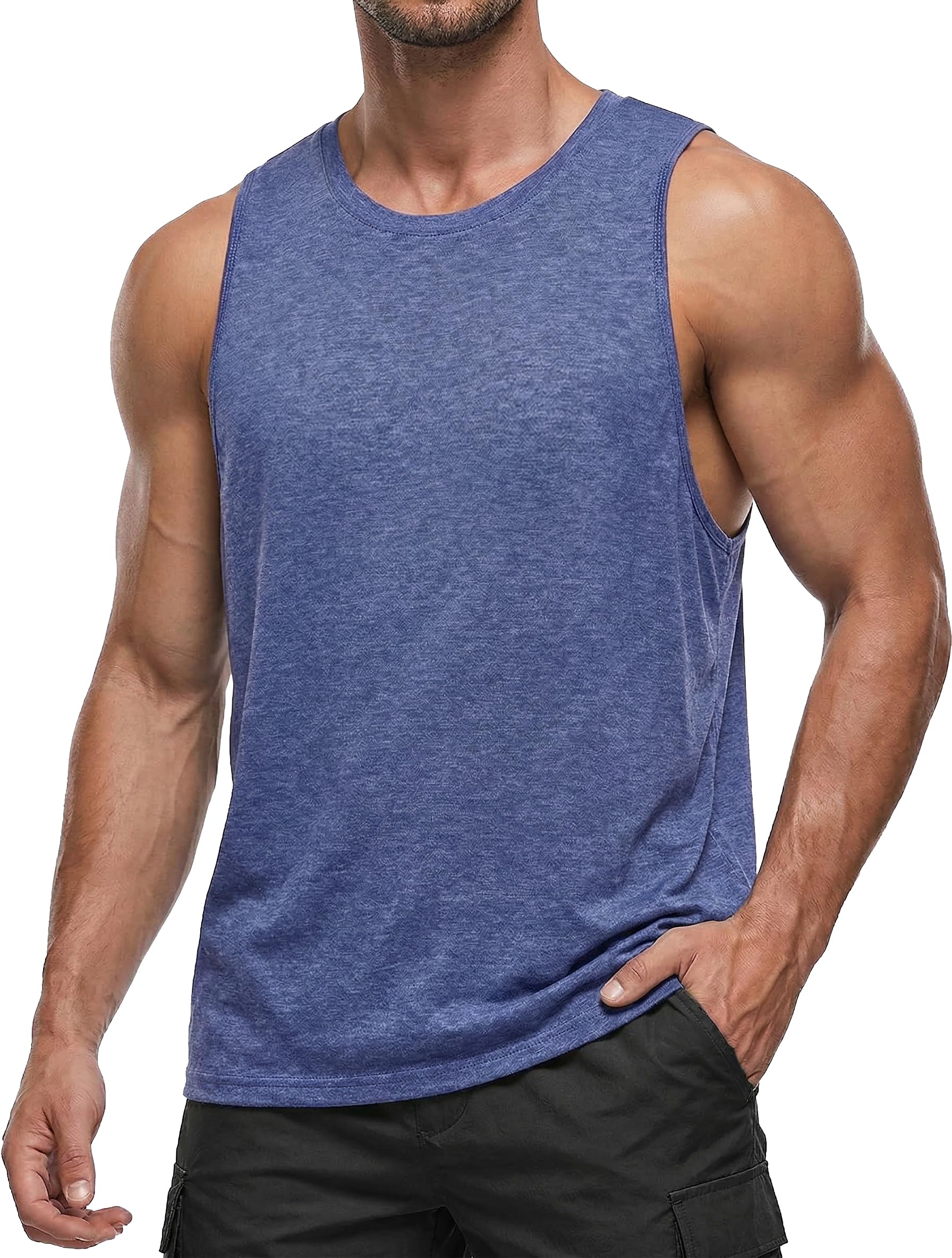 PINSPARK Men's Tank Tops Quick Dry Summer Workout Muscle Shirt Athletic Casual Sleeveless Shirts for Bodybuilding Beach Gym — view 12