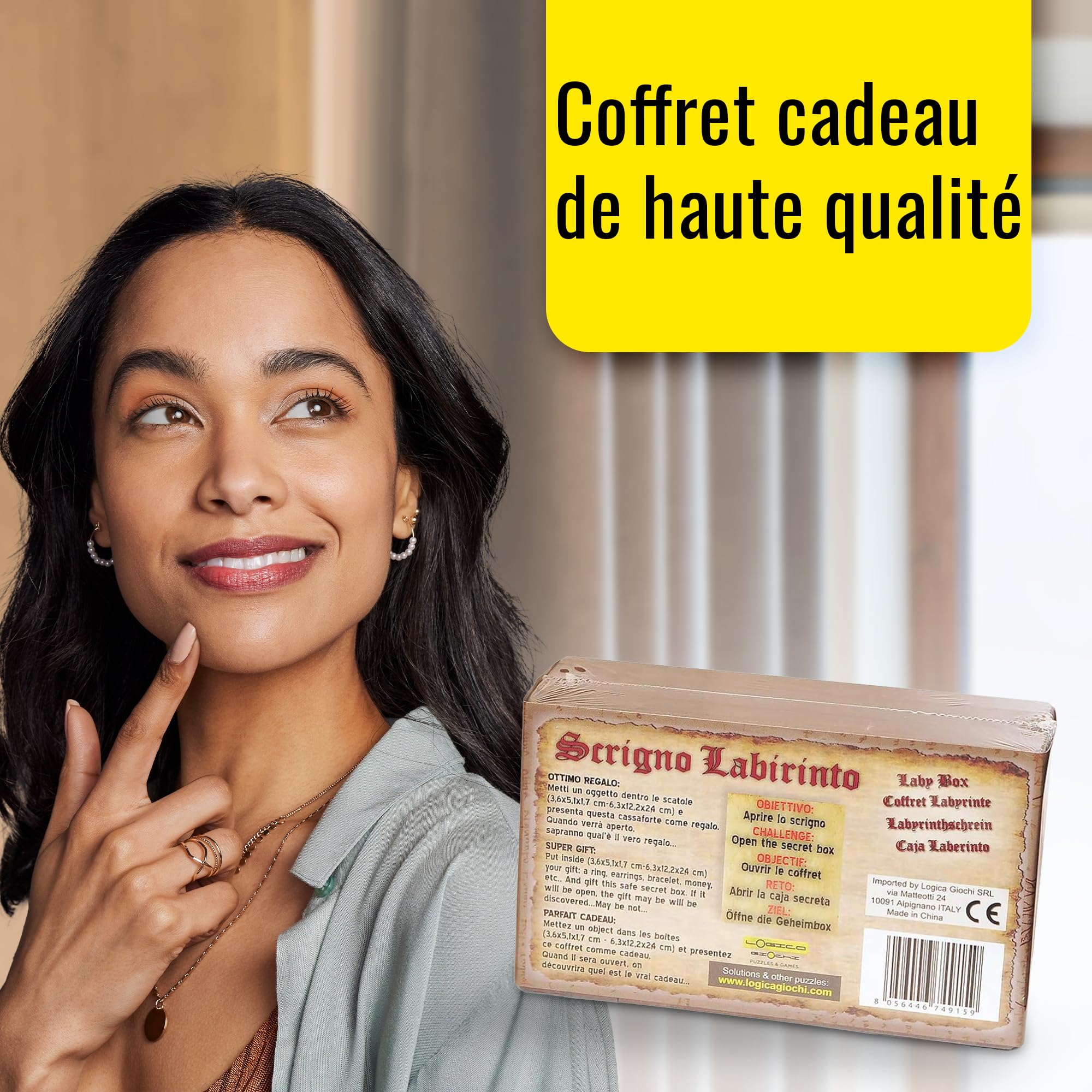 Logica Jeux Art. Coffret Labyrinthe - Casse-Tête en Bois - Coffret Secret - Difficultè 5/6 Incroyable - Collection Leonardo da Vinci