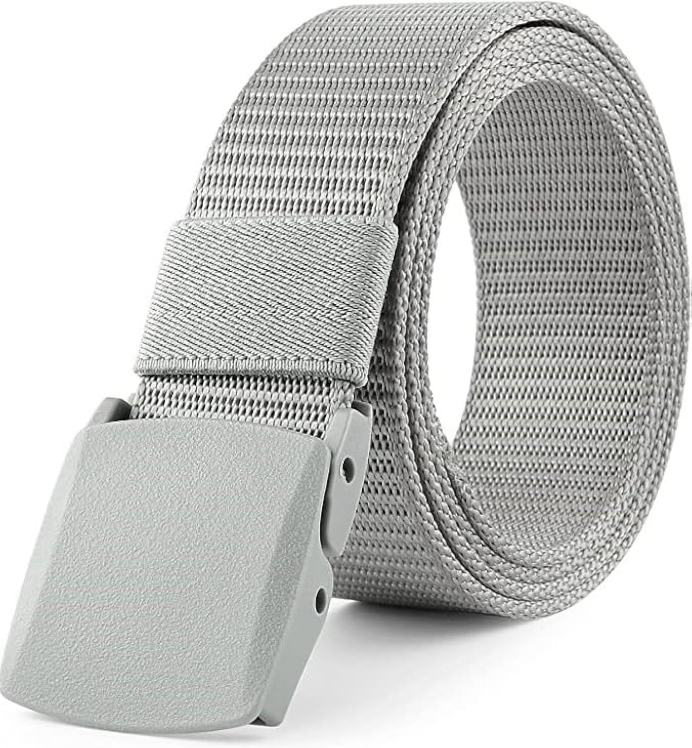 ZOROMen's Nylon Fabric Belt for Men, Plastic Flap Buckle, fits on upto 40 inches waist size (Grey, 1), Grey, Large