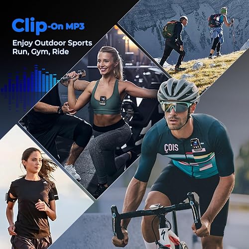 Miniatura 7 de Reproductor MP3 con clip de 64 GB con Bluetooth 5.3, altavoz integrado, pantalla táctil HD de 2 pulgadas, radio FM, grabadora de voz, reproductor de