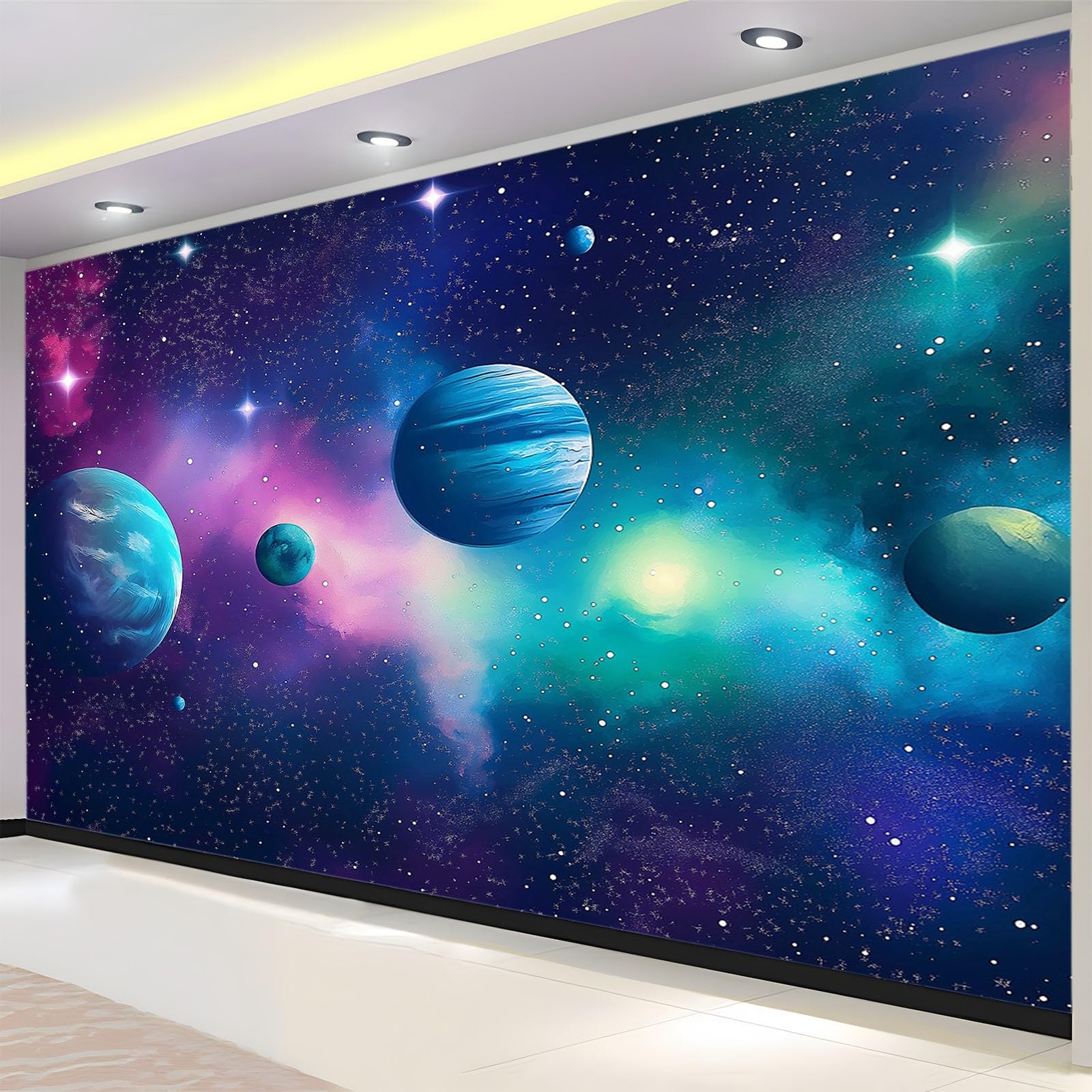 Generico Carta Da Parati Soggiorno Tema Dello Spazio Planetario 250x175 cm Fotomurali Moda Decorazione da Muro Poster Carta per pareti 3D, per Camera Letto Ufficio Cameretta Bambini