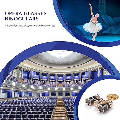 Miniatura 4 de Aroncent Gafas de ópera binoculares de 3 x 25 pulgadas mini binoculares compactos con cadena para adultos niños mujeres en concierto musical de ópera