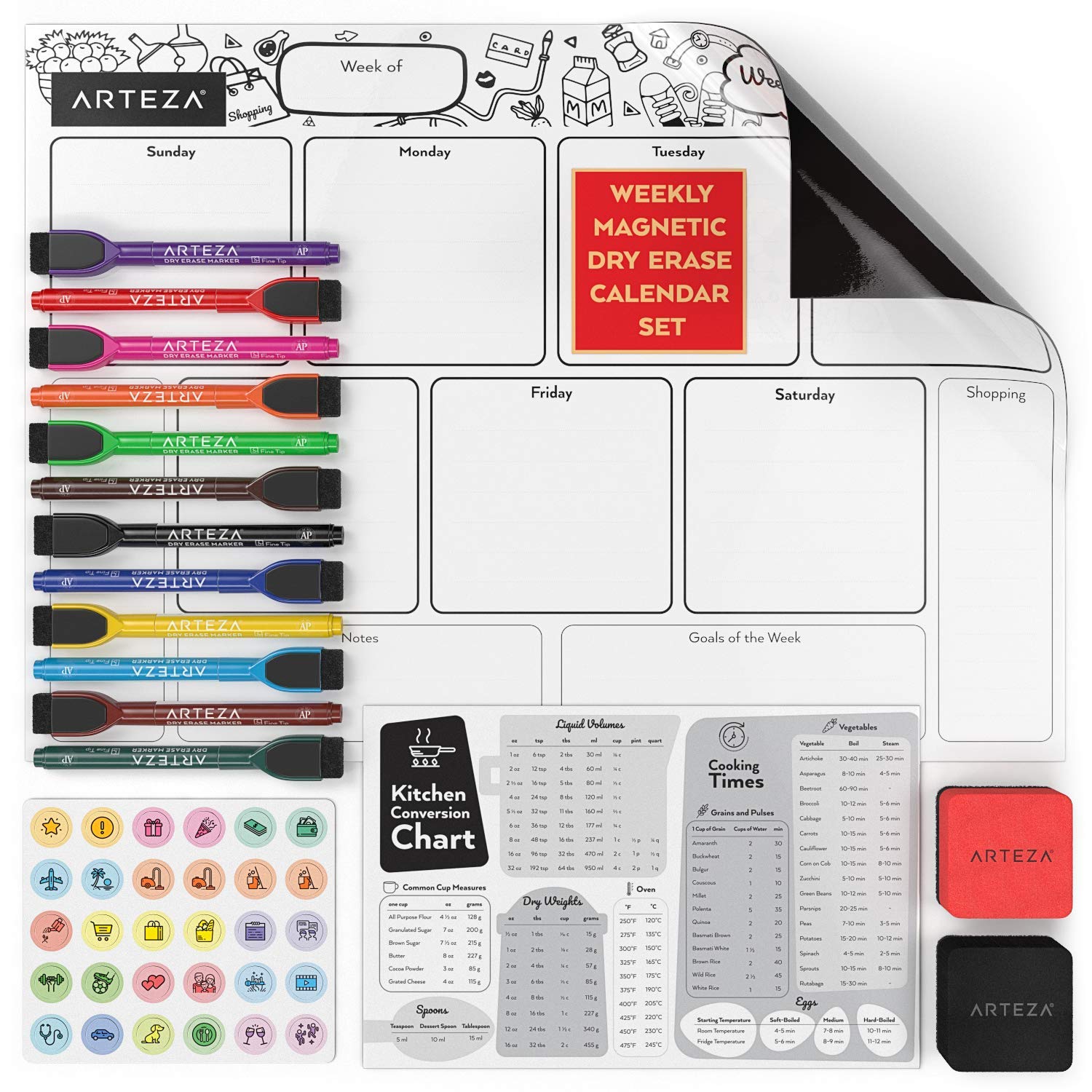 Buy ARTEZA Dry Erase Weekly Set (17X12 Inch), with 12