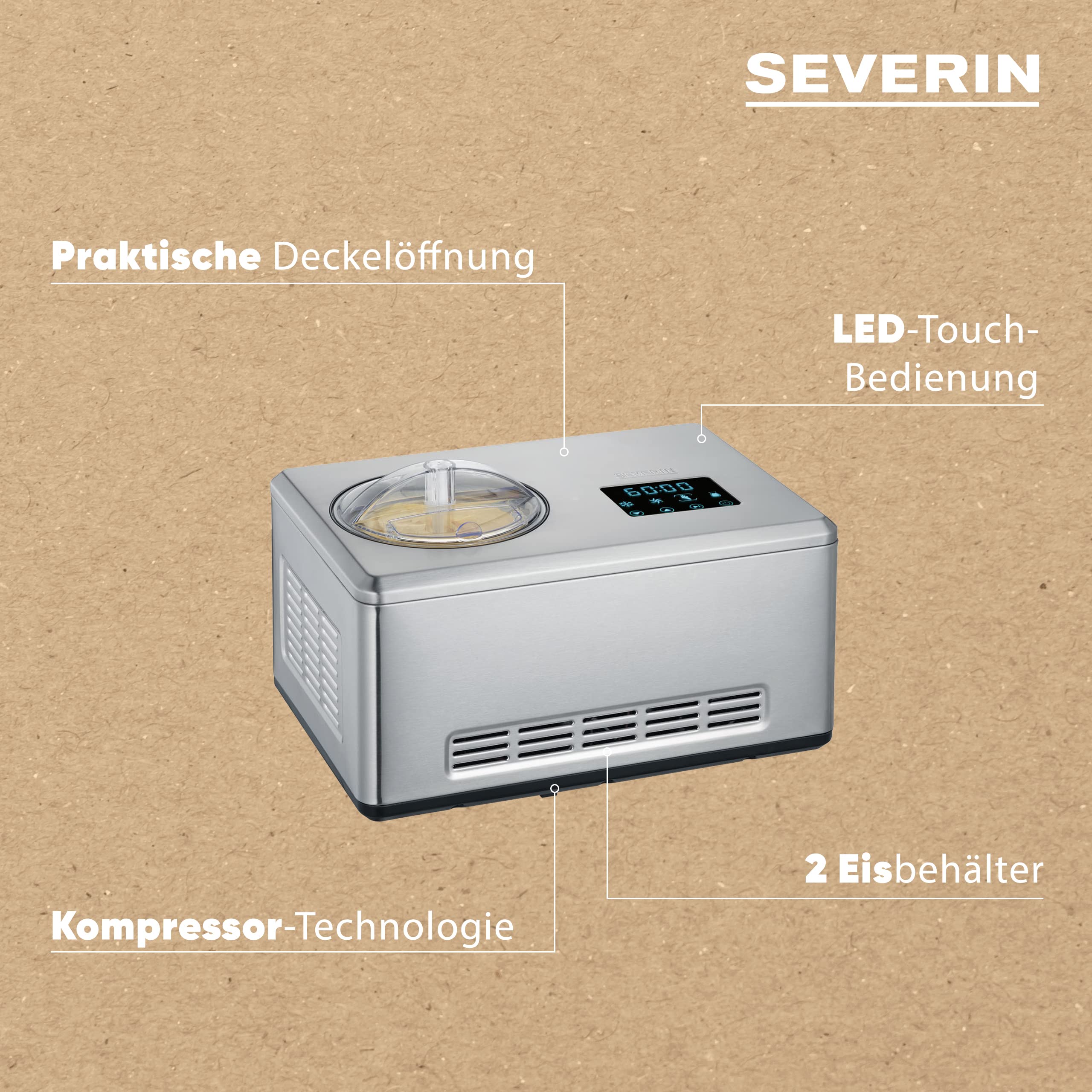 Severin Soft-Eismaschine mit Kompressor – Bild 4