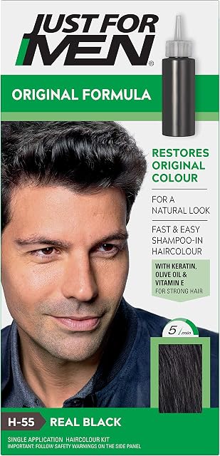 Just for men Original Formula Real Black Hair Dye, Restores Original Colour for a Natural Look  H55