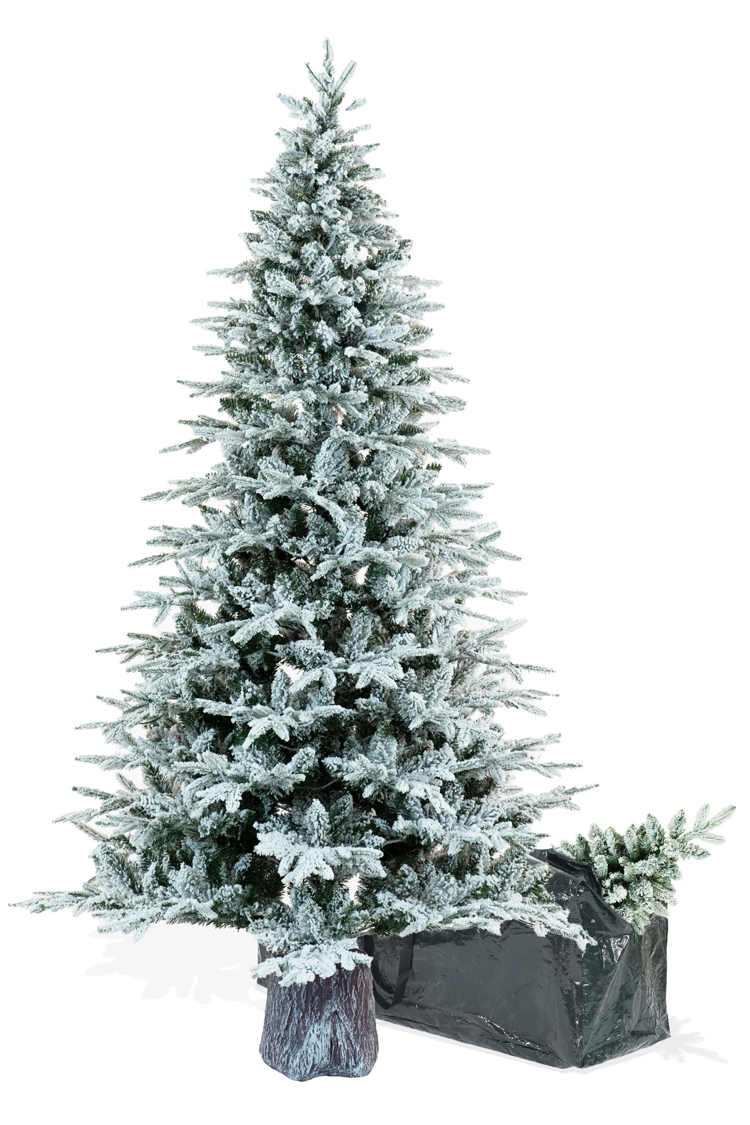 BOP Albero di Natale Innevato NewArtemide 180 cm, con Base Tronco Incorporata, Fogliame in PE Real Touch e PVC, Borsa Omaggio, Apertura ad Ombrello