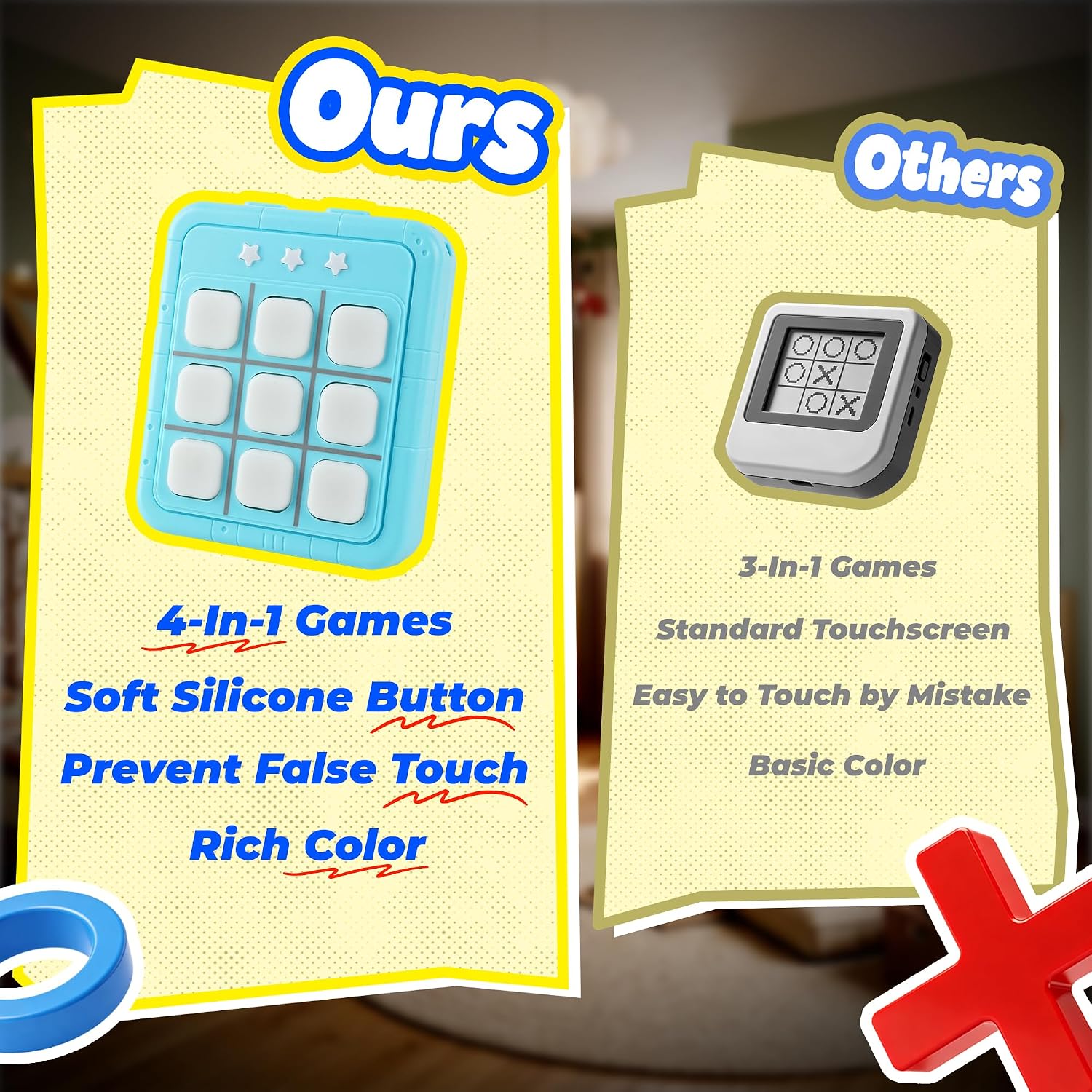 SMILESSKIDDO 5 in 1 Tic Tac Toe Game, Handheld Brain Teaser Puzzle Toy image 5