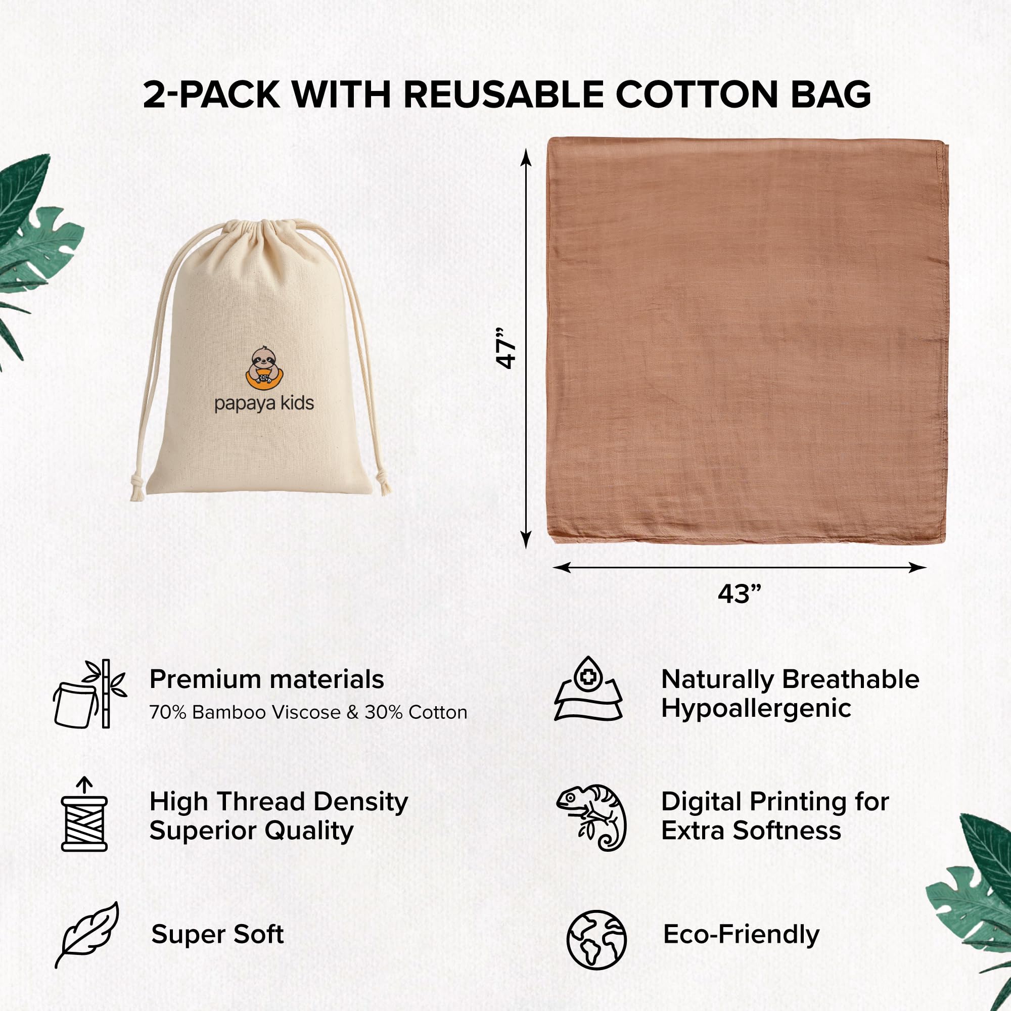Manta de muselina para bebé, esencial para bebés, ropa de bebé neutral, paquete de 2 (blanco marfil y beige)